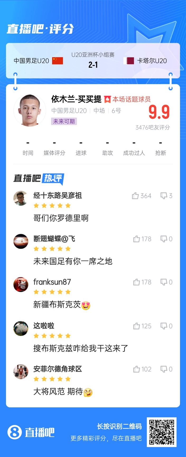  依木蘭+陳澤仕泰山中場連線！19歲依木蘭獲封：新疆布斯克茨！