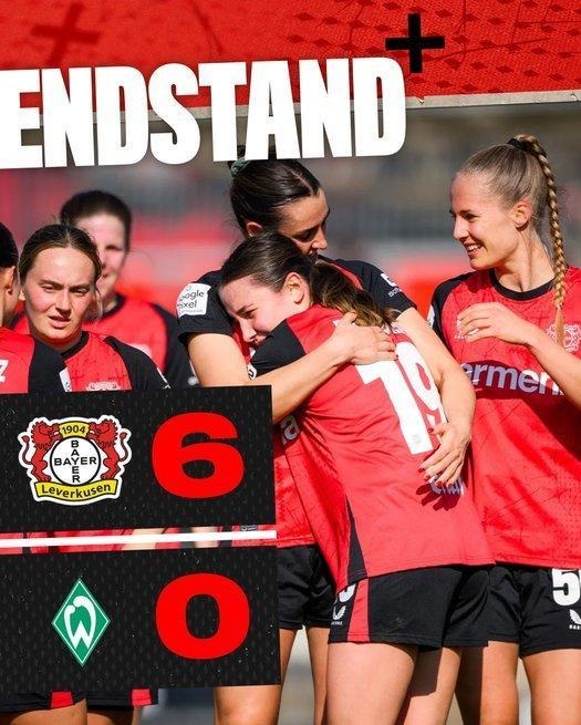  勒沃庫森女足6-0云達(dá)不來梅女足，沈夢露首發(fā)出場59分鐘