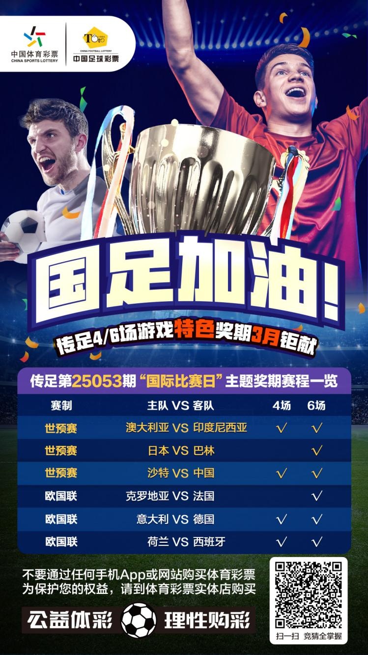  國足加油！傳足特色獎(jiǎng)期第25053期聚焦國際比賽日