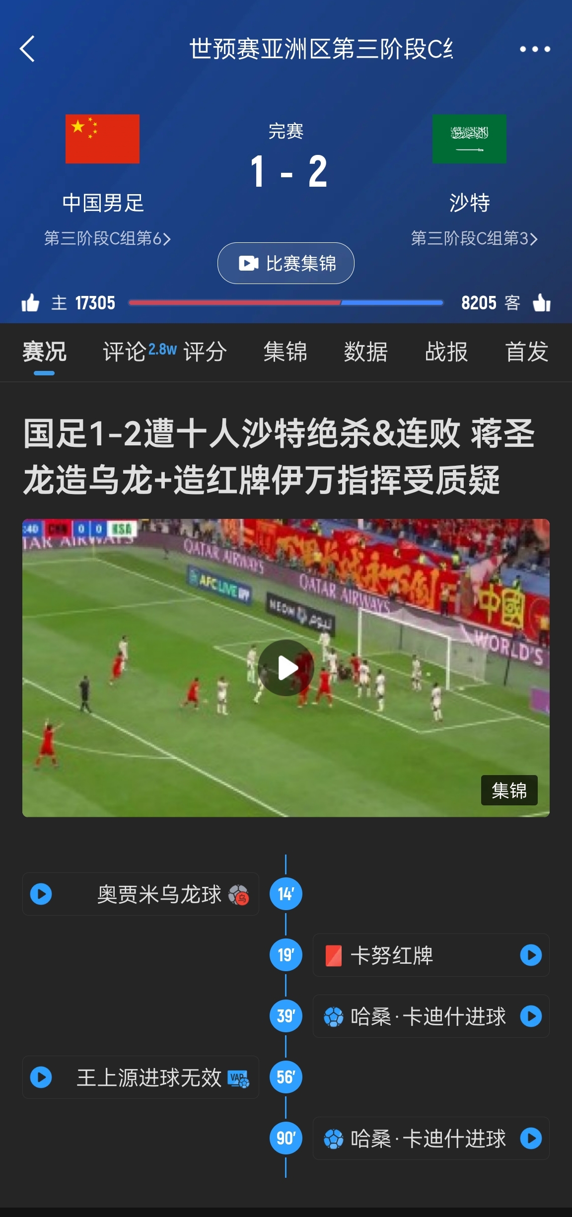  今天什么劇本？首戰(zhàn)沙特也是半場紅牌+蔣光太傷退，最后國足被翻