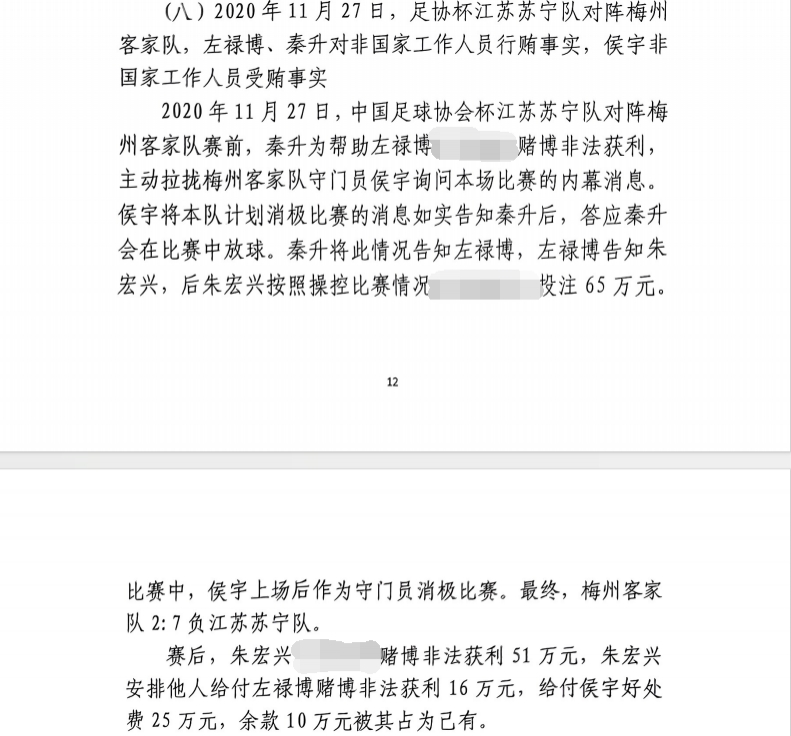 網(wǎng)傳判決書：足協(xié)杯梅州2-7江蘇，梅州門將侯宇收25萬消極比賽