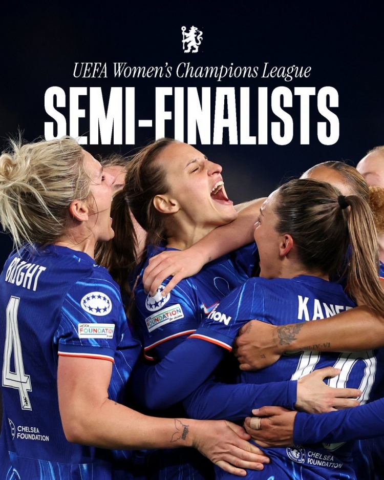  女足歐冠：切爾西3-0曼城&總比分3-2逆轉晉級四強，將對陣巴薩