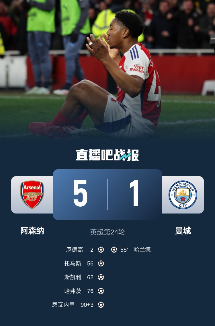  硬氣槍手無畏強(qiáng)敵！阿森納本賽季5-1碾壓曼城，3-0完勝皇馬